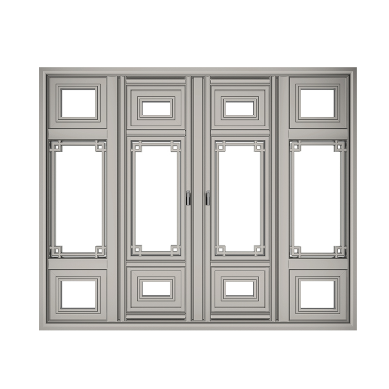 Серая китайская антикварная двойная стеклянная алюминиевая дверь створчатой ​​двери
