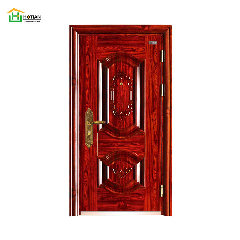 Входная дверь безопасностью стальная в главных дверях входа размера 38*80 дюймов подгонянных запасом стальных деревянных
