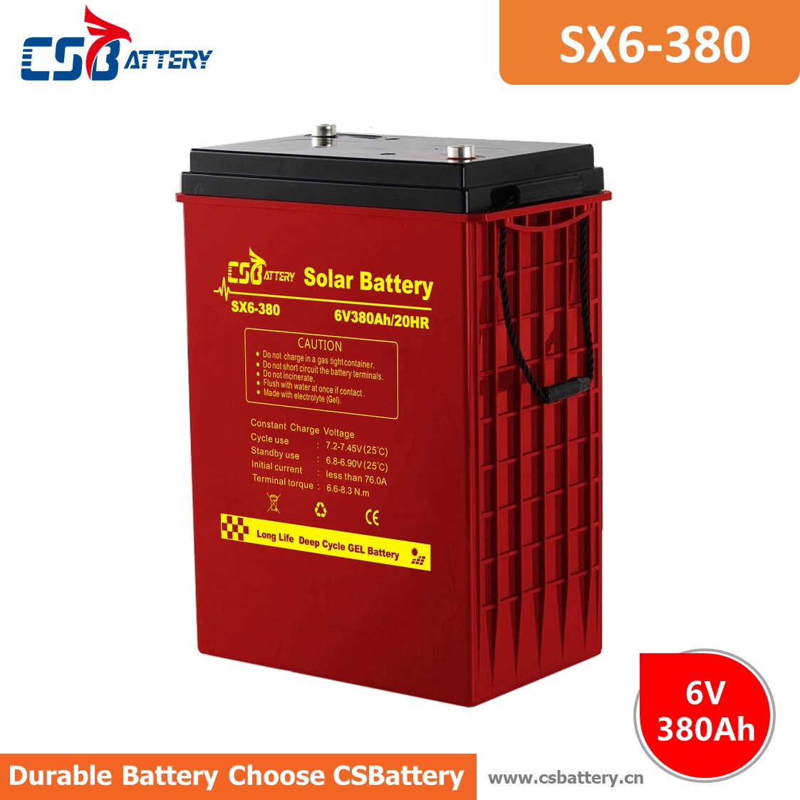 Гелевая батарея глубокого цикла SX6-380 6 В 380 Ач
