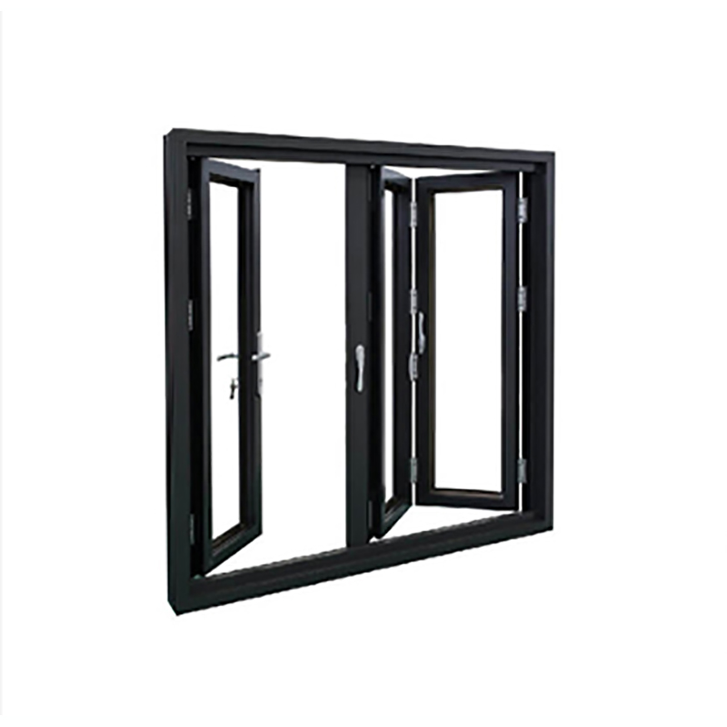 Черное алюминиевое трехстворчатое окно

