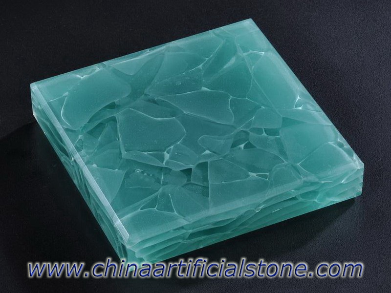 Аквамариновый нефритовый стеклянный камень, изготовленный из вторично переработанного стекла
