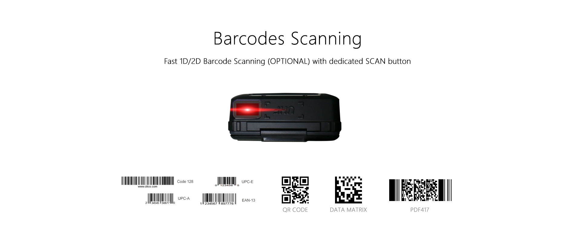 Смарт-устройство сканера штрих-кода с принтером