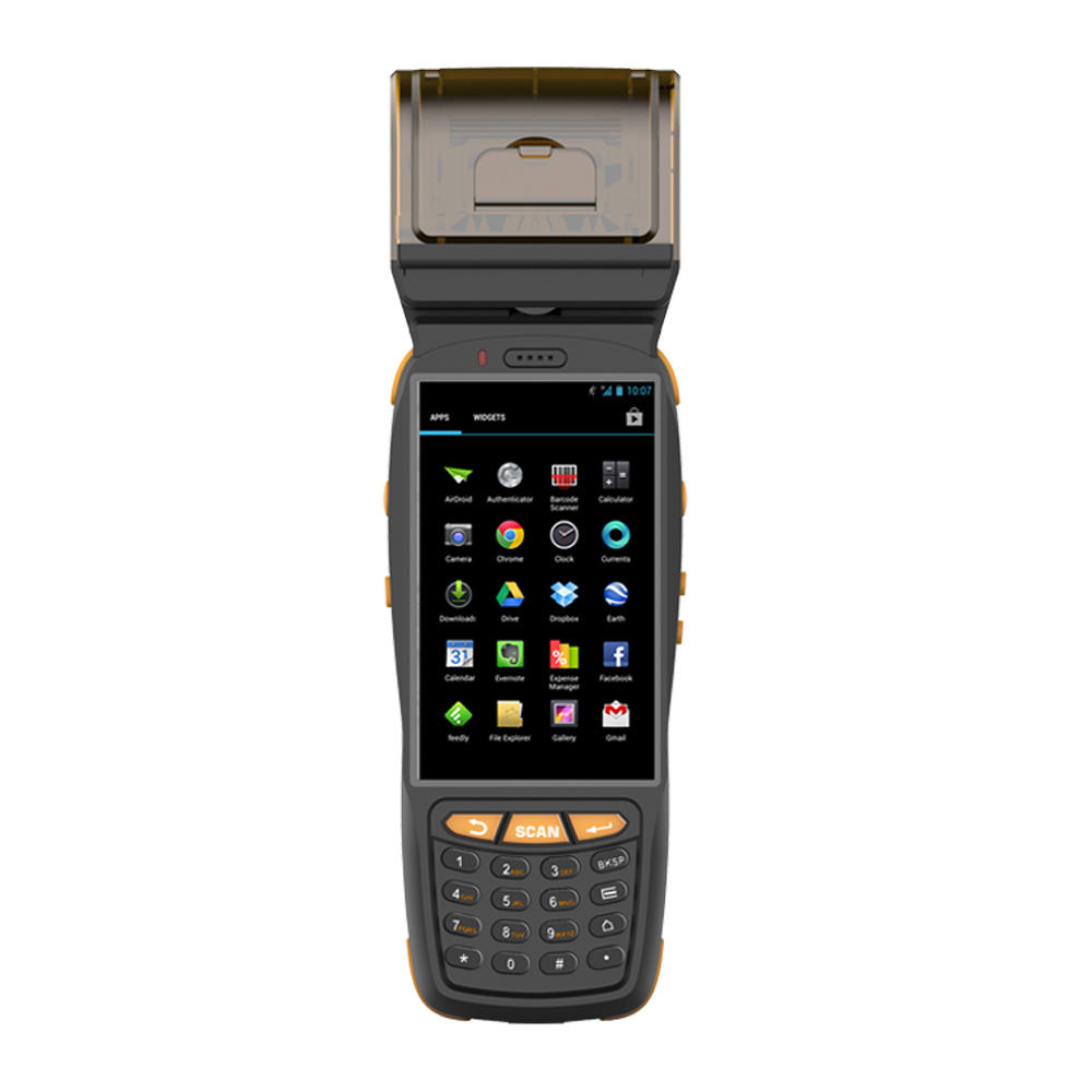 Прочный ручной мобильный сканер штрих-кода Android 4G с принтером
