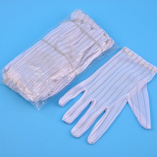 Полиэфирные антистатические перчатки с полосой ESD для чистых помещений
