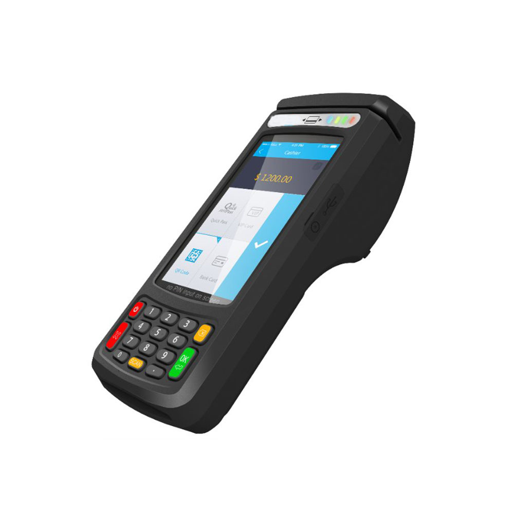4G Android 7.0 EMV Сертифицированный биометрический сканер отпечатков пальцев eSIM MPOS со считывателем смарт-карт
