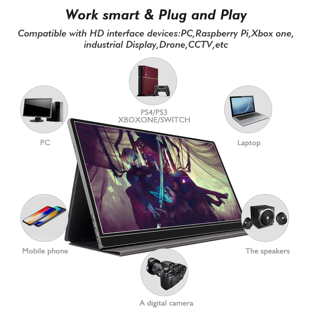 15,6-дюймовый портативный игровой монитор с разрешением 4K и 100% цветовой гаммой для ноутбука
