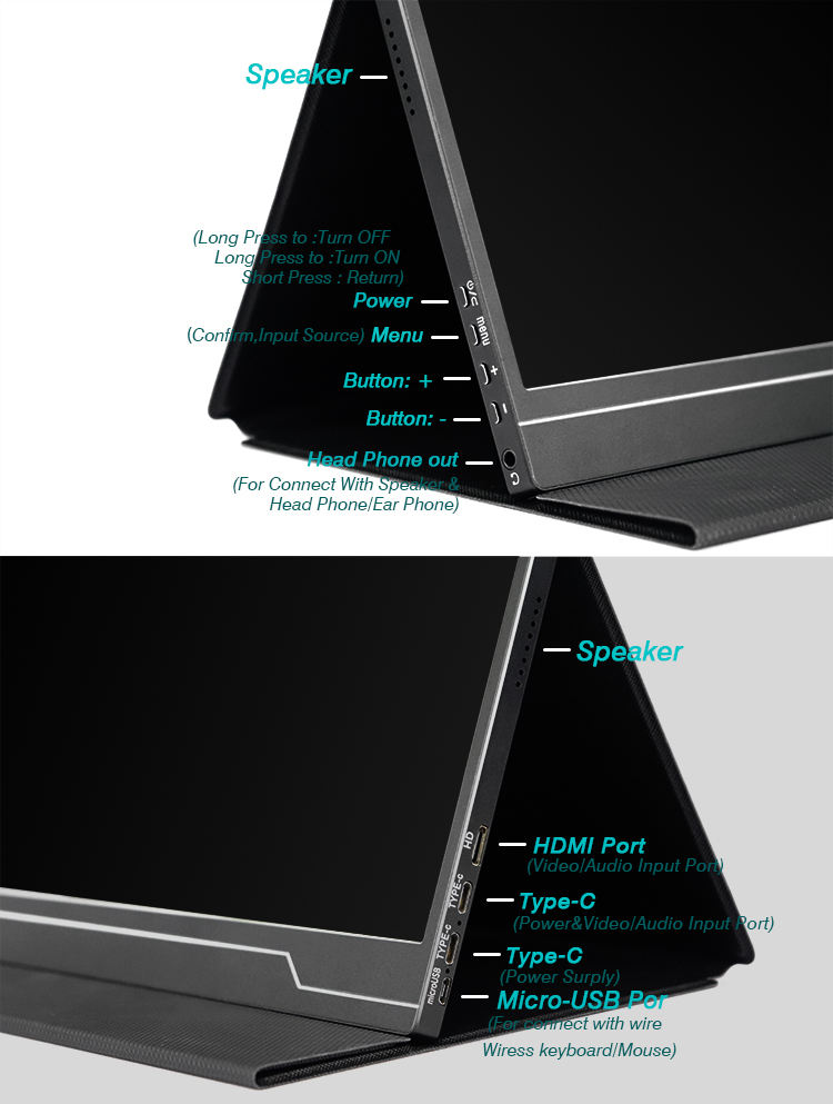 15,6-дюймовый высококлассный портативный игровой ЖК-монитор 4k type-c