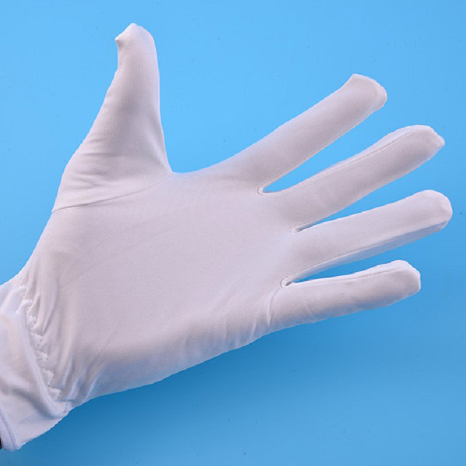 Белая перчатка для ювелирных изделий из полиэстера из микрофибры ESD

