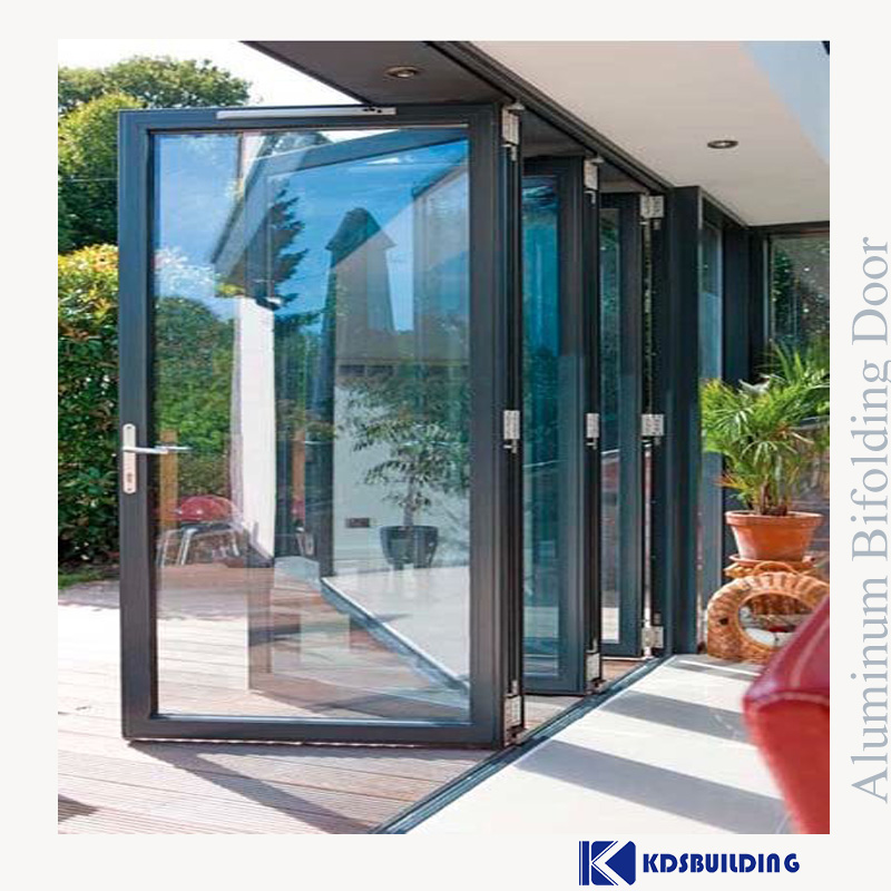 Водонепроницаемые алюминиевые складные раздвижные двери больших размеров из цельного стекла
