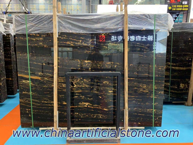 Китай Nero Portoro Black с золотыми мраморными плитами