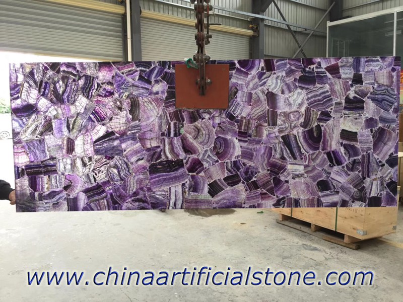 Фиолетовые флюоритовые полудрагоценные полупрозрачные каменные плиты
