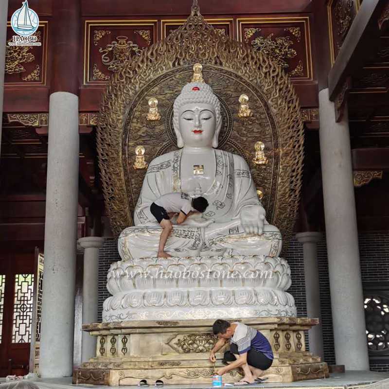 Скульптура Будды ручной работы из натурального камня азиатская религиозная

