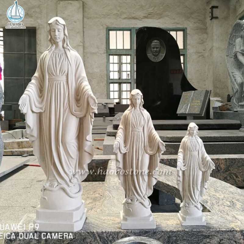 Бежевые мраморные статуи Девы Марии в европейском стиле
