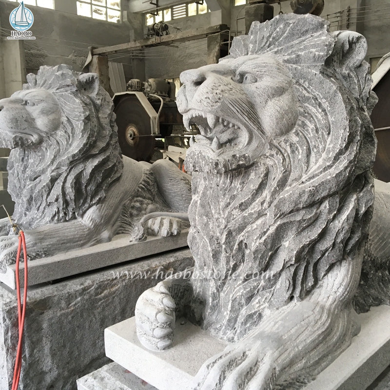 Индивидуальная скульптура льва из натурального камня для украшения сада
