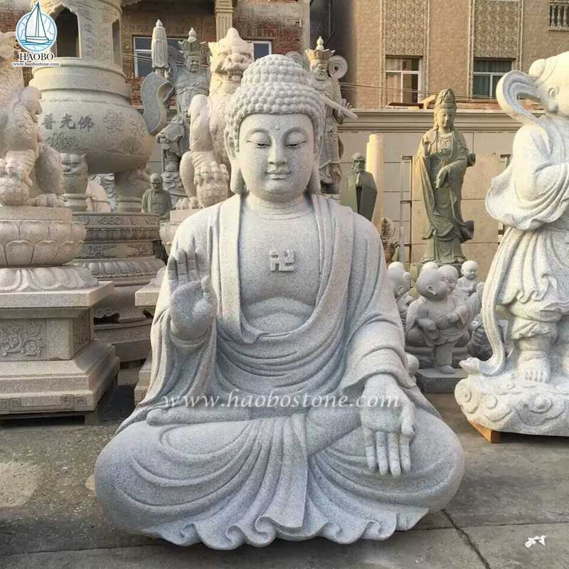 Буддийская статуя Гаутама храма из серого гранита из натурального камня
