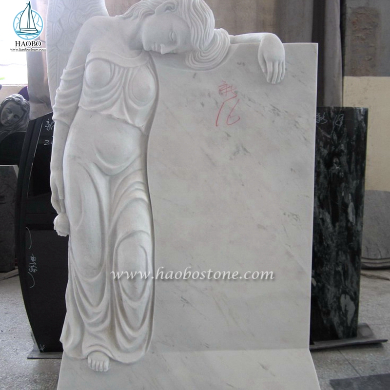 Китай Хань белый мрамор сердце ангел резной надгробный камень
