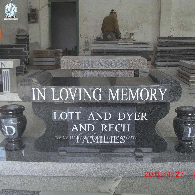 Индия Черный гранит Простой дизайн Мемориальная скамейка для кремации
