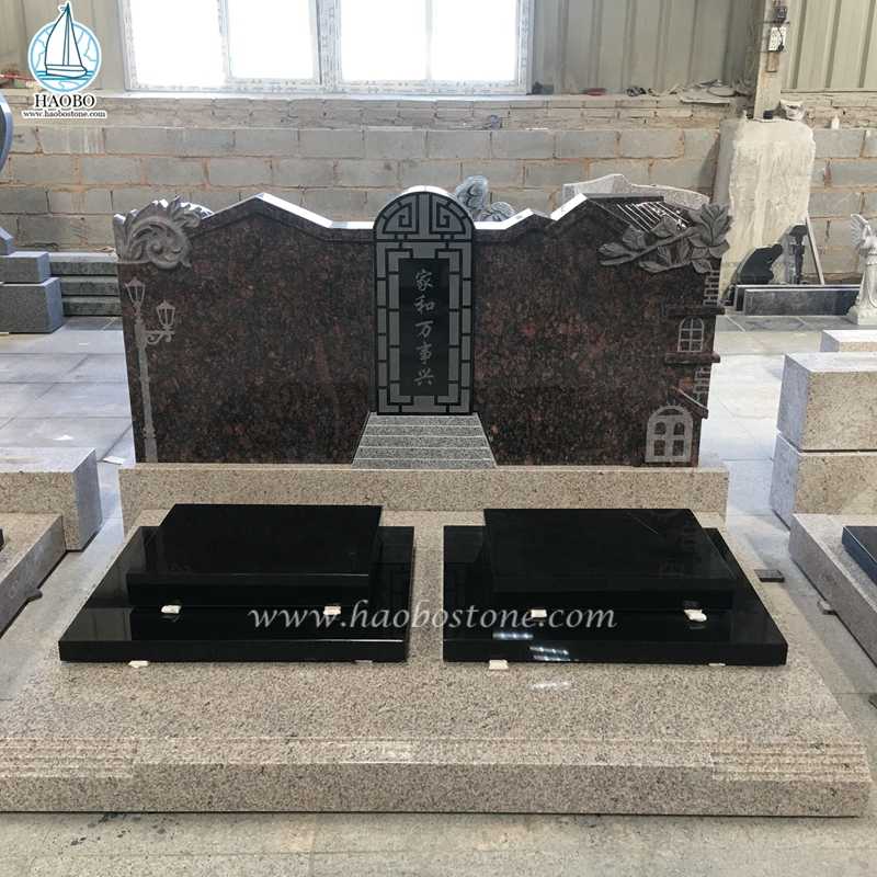 Гранитный Дом в Китайском Стиле Резной Двойной Памятник Кладбищу
