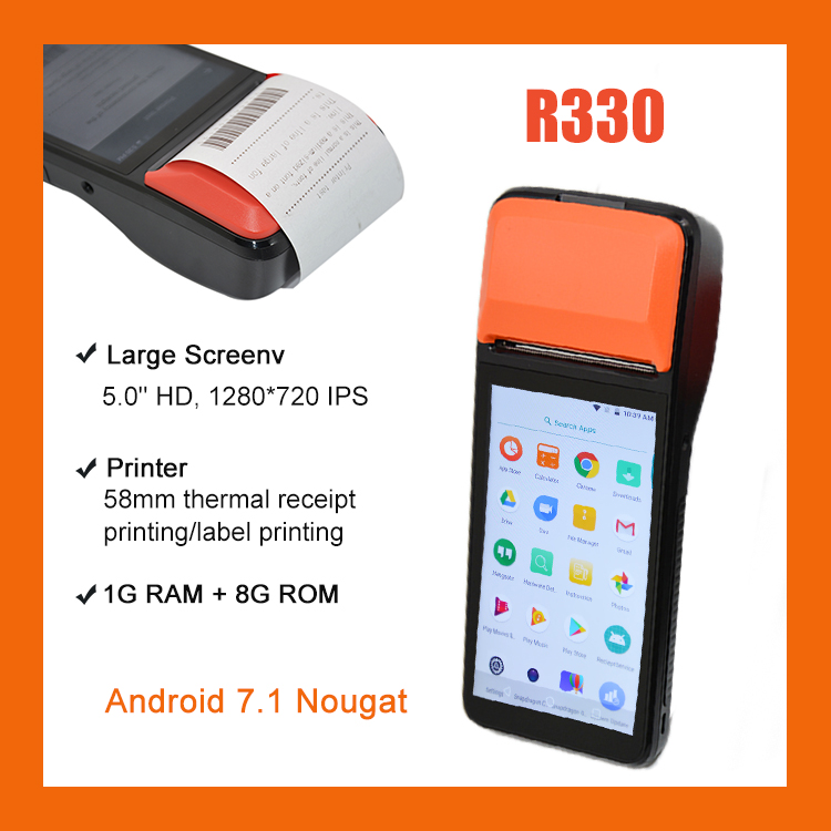 4G Bluetooth Android POS с 58-миллиметровым термопринтером R330
