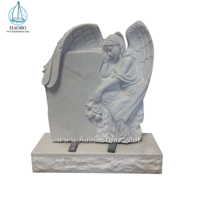 Хан Белая мраморная статуя плачущего ангела ручной работы
