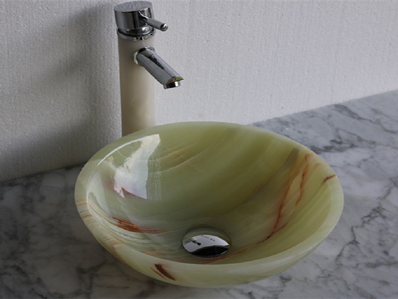 Раковина и раковина для ванной из оникса круглой формы
