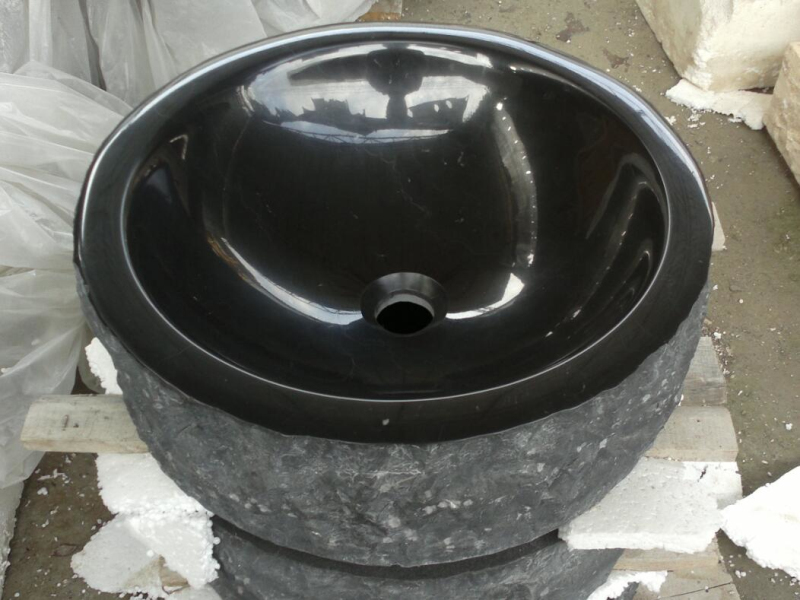 Круглая раковина для ванной комнаты из гранита
