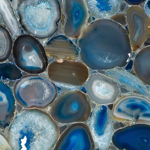 Голубой агатовый полудрагоценный камень типа полупрозрачной плиты из оникса для внутренней стены
