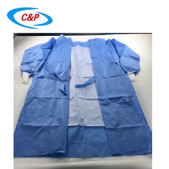 Горячие продажи одноразовых стерильных нетканых синих армированных хирургических халатов поставщиков
