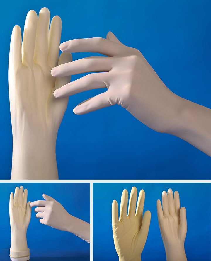 Медицинские гинекологические латексные перчатки с удлиненным рукавом до локтя
