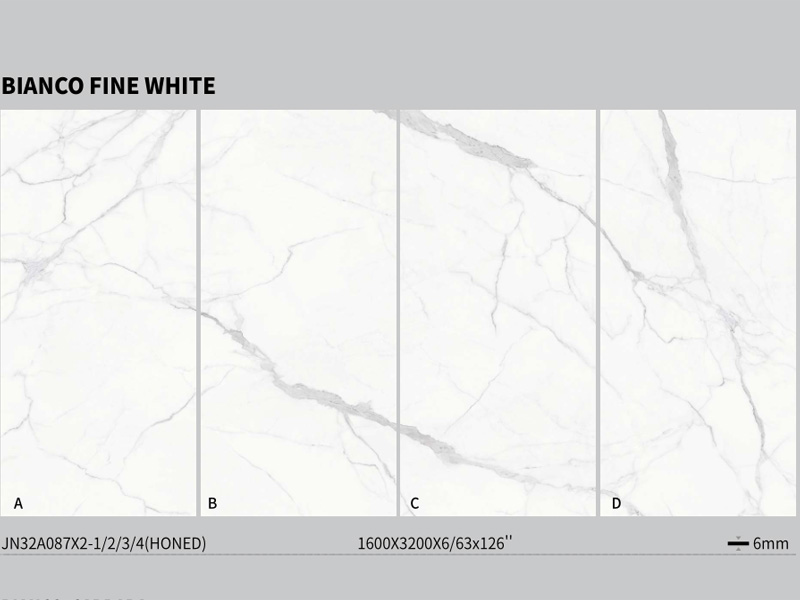 Bianco Fine White Инженерная плитка из спеченного камня
