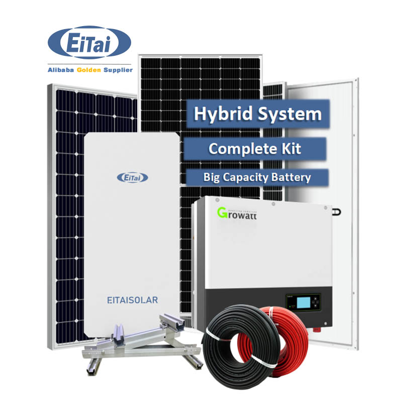 EITAI 10Kw Solar System Hybrid Growatt Inverter Single Phase Pv Kit для дома с аккумуляторной батареей
