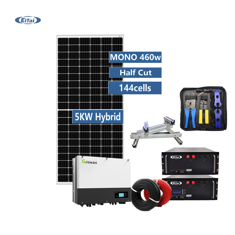 EITAI 5 кВт Гибридная солнечная энергетическая система Литиевая батарея LifePo4 10 кВтч 3 кВА Однофазная 6 кВт фотоэлектрическая система с Wi-Fi монитором
