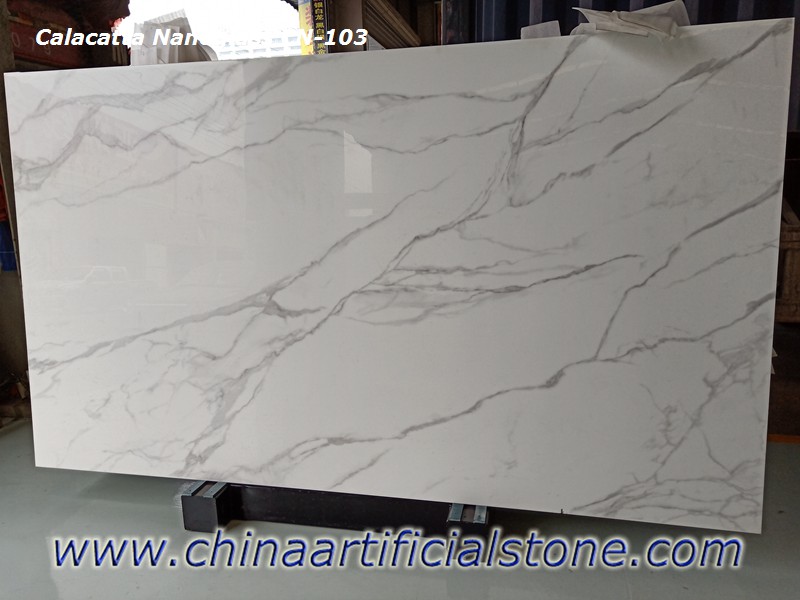 Спроектированные стеклянные плиты Calacatta Nano Marble CN103

