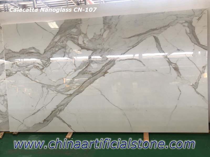 Китай Nano Calacatta Белые мраморные плиты CN107
