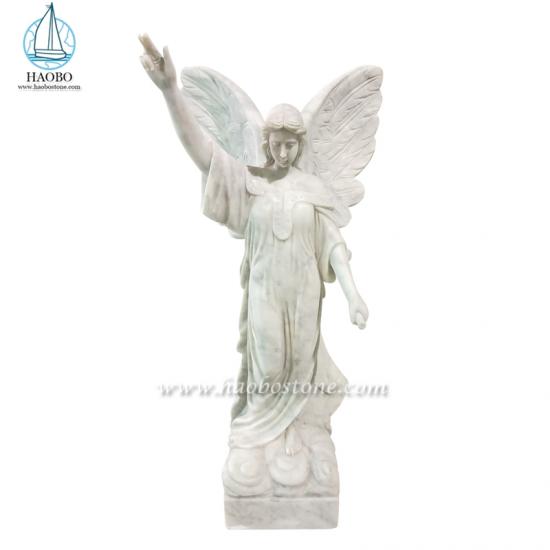 Каррарский белый мрамор, вырезанная вручную стоящая скульптура ангела
