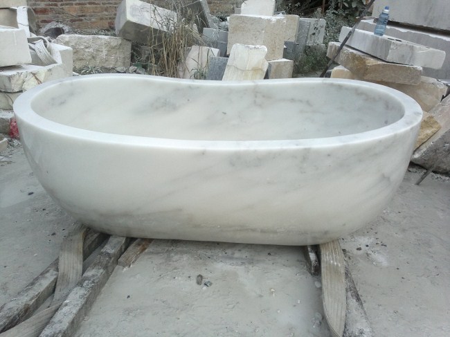 Белая ванна из натурального камня Каменная ванна для ванной комнаты