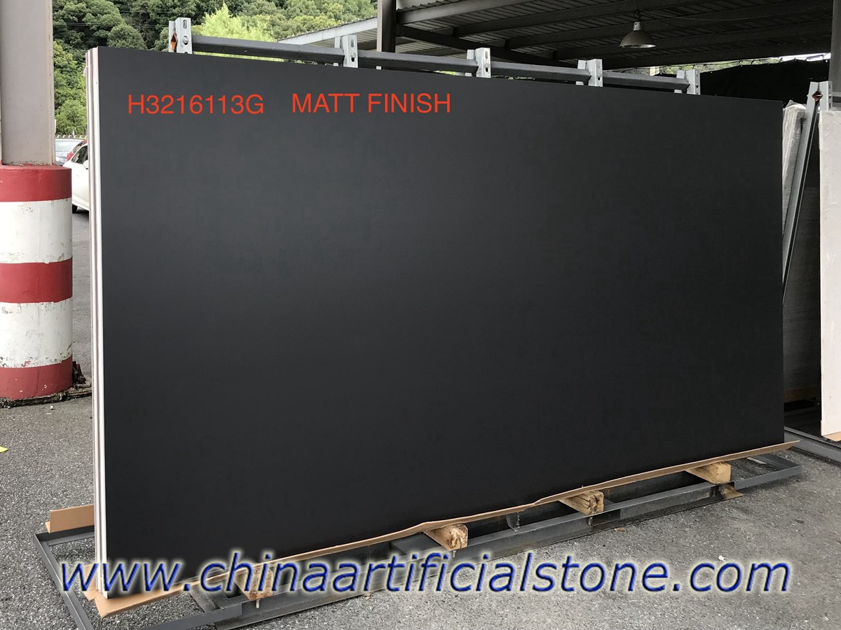Чисто черные спеченные каменные фарфоровые плиты 3200x1600 мм Матт
