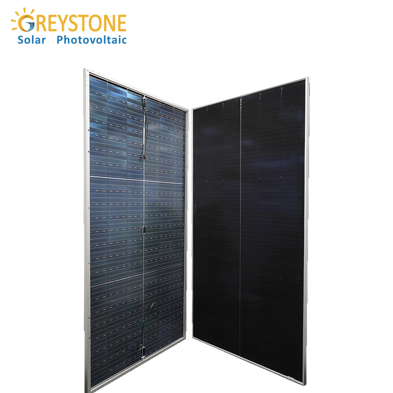 Мощная двойная стеклянная двусторонняя солнечная панель Greystone мощностью 645 Вт с галькой

